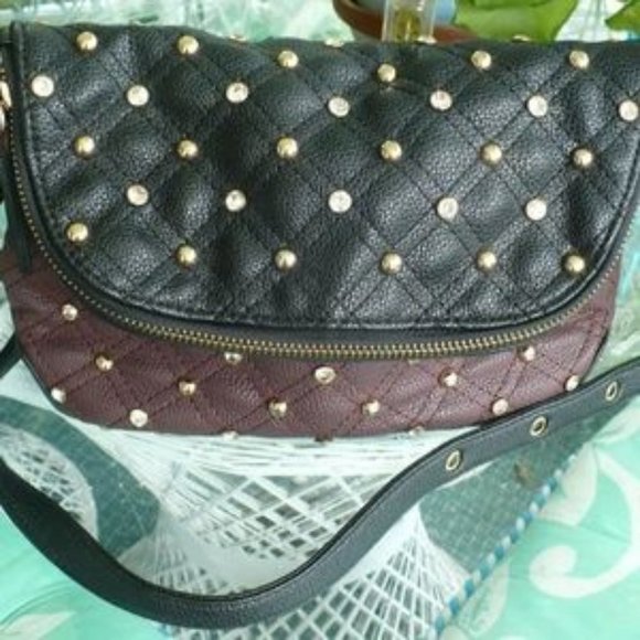 ❤️Vintage Sharif Crossbody Purse Black & Burgundy Rhinestone Studded - Picture 6 of 8